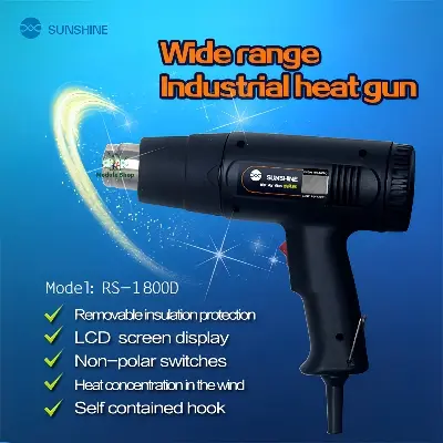 Picture of Sunshine RS-1800D Digital Temperature Display 1800W Hot Air Gun Heat Gun Hot Air Blower High Low Adjustable Temperature Control For Mobile Repair Multicolor