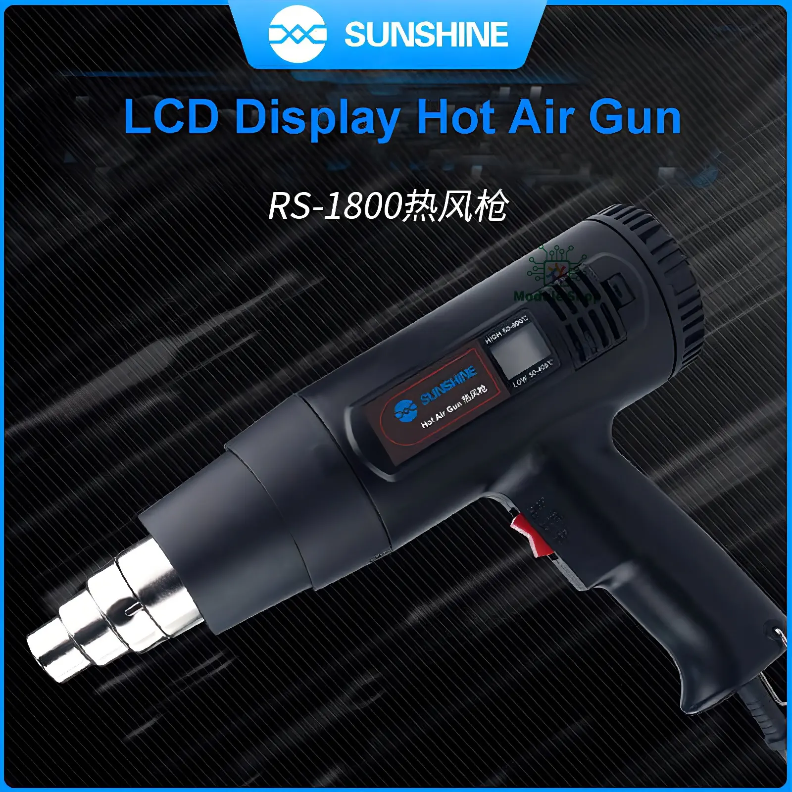 Picture of Sunshine RS-1800D Digital Temperature Display 1800W Hot Air Gun Heat Gun Hot Air Blower High Low Adjustable Temperature Control For Mobile Repair Multicolor