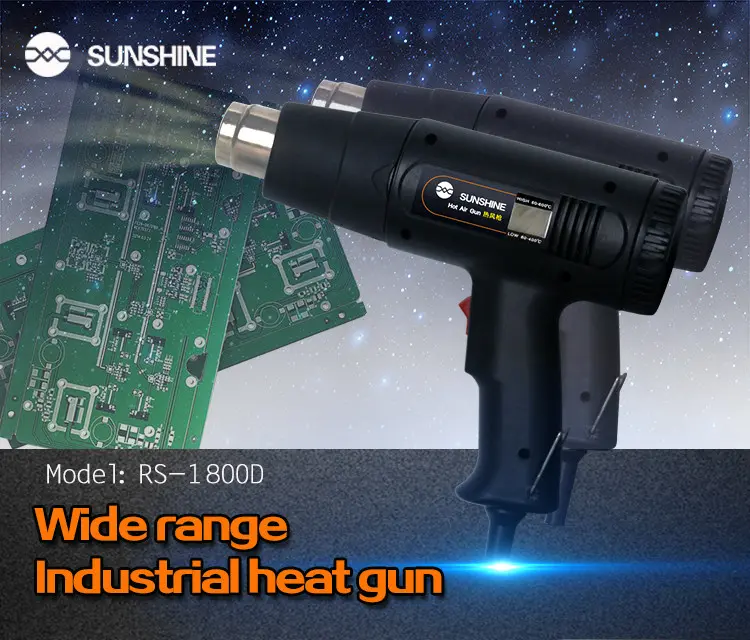 Picture of Sunshine RS-1800D Digital Temperature Display 1800W Hot Air Gun Heat Gun Hot Air Blower High Low Adjustable Temperature Control For Mobile Repair Multicolor