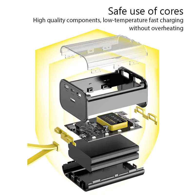 Picture of 18650 Battery Charger Case DIY Power Bank
Box Fast Charge 5V 2A Double USB Output Battery
Storage Box With LED Night Light No Battery Black