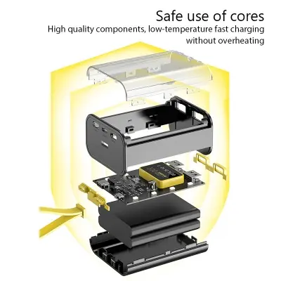 Picture of 18650 Battery Charger Case DIY Power Bank
Box Fast Charge 5V 2A Double USB Output Battery
Storage Box With LED Night Light No Battery Black