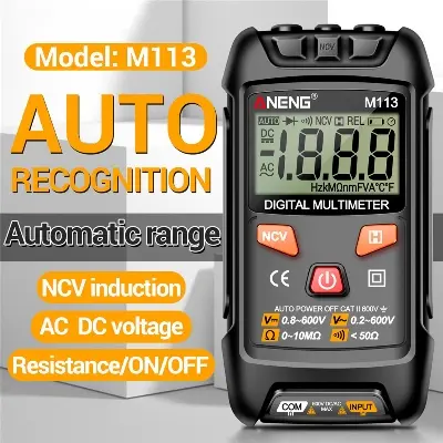 Picture of ANENG M113 Digital Multimeter Tester 1999 Counts Auto Ranging Amp Ohm Voltmeter for Household Outlet Automotive Electrical Tools Multicolor