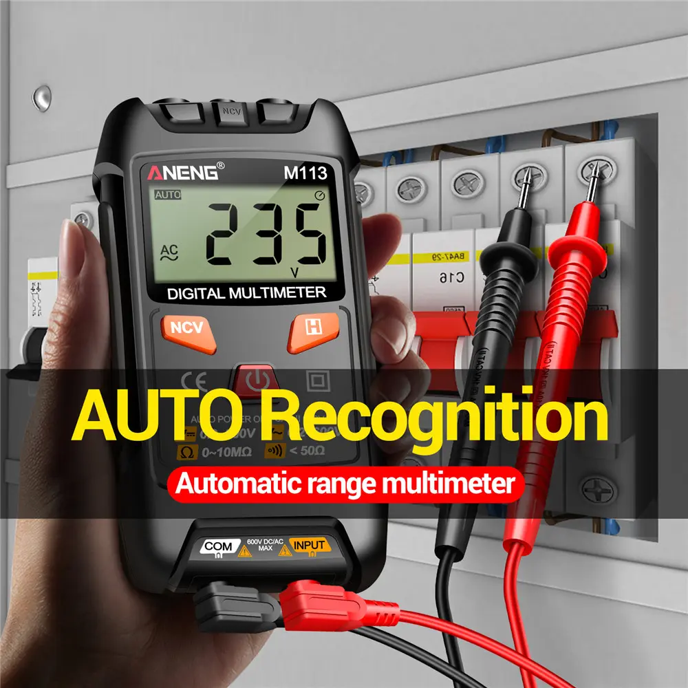 Picture of ANENG M113 Digital Multimeter Tester 1999 Counts Auto Ranging Amp Ohm Voltmeter for Household Outlet Automotive Electrical Tools Multicolor