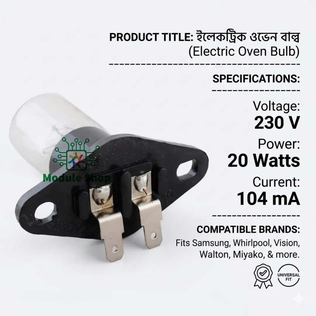Picture of Microwave Oven Bulb, 1 Pcs, 250V 2A, High Temp Appliance Lighting Bulb Parts and Accessories for Microwave Oven, Glass and Metal Parts, Heavy Duty Application 