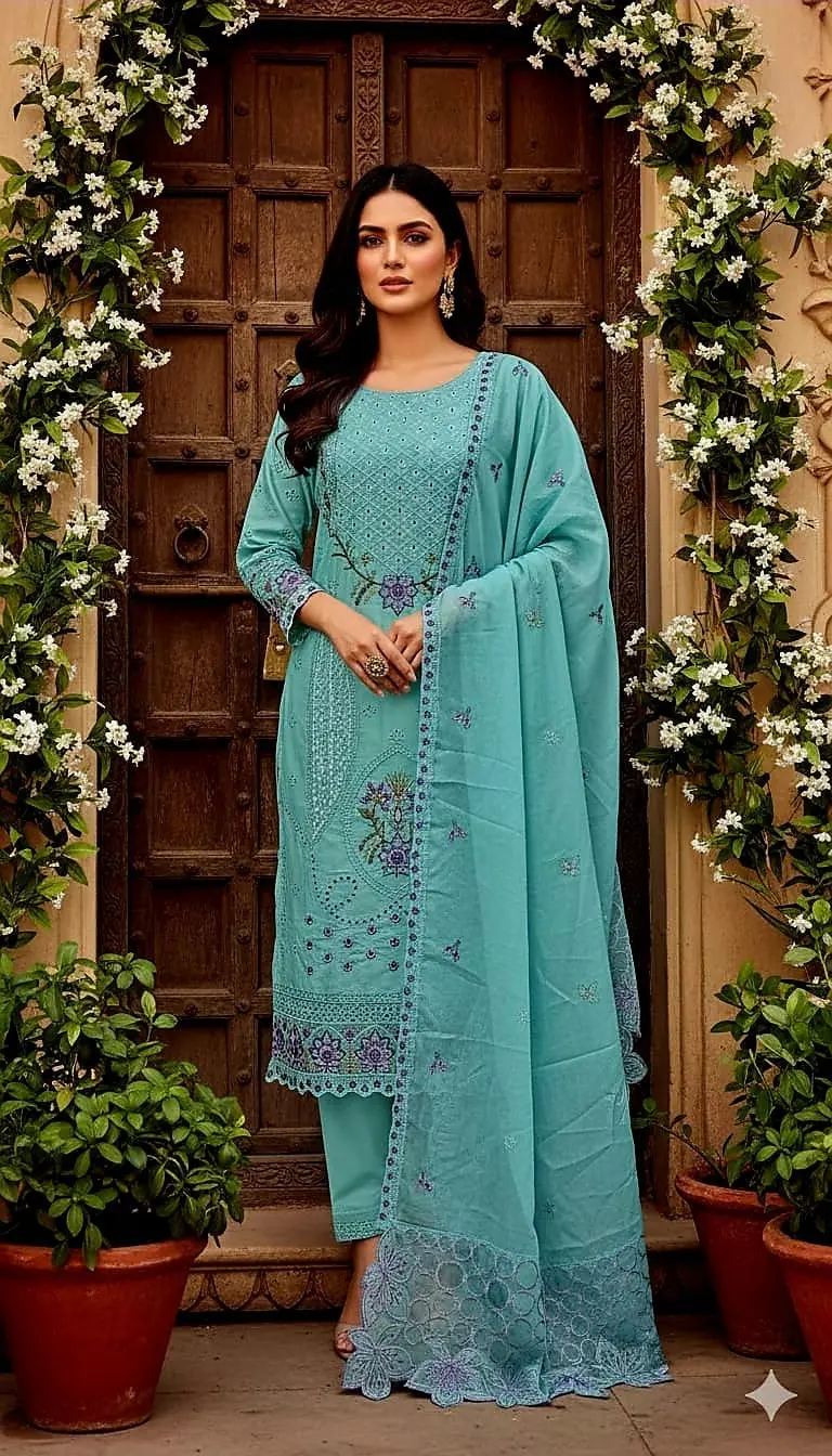 Picture of পাকিস্তানি লেজার কাট আগা নুর থ্রি পিস Unstitch.