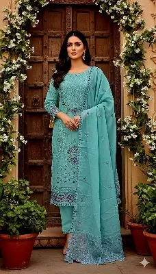 Picture of পাকিস্তানি লেজার কাট আগা নুর থ্রি পিস Unstitch.