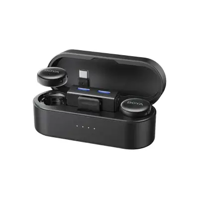 Picture of BOYA BOYALINK 3 AI-Powered Button-Sized AI Noise Cancellation Wireless Microphone, 300 Meter, Mono / Stereo / Safety Track , Megnatic / Plastic.