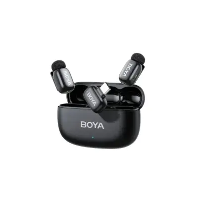 Picture of BOYA mini 2-02 Black Upgraded Super Mini Wireless Microphone with AI Noise Cancellation (TX-2. RX-1 With Case) Type c