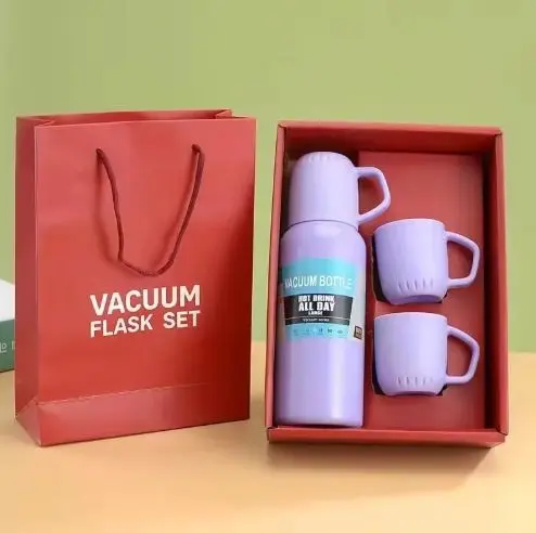 Picture of 3 in 1 ফ্লাস্ক গিফট সেট 500ml ডাবল ওয়াল ভ্যাকুয়াম বোতল হট কোল্ড চা কফি পানি প্রেমীদের জন্য | MNK SHOP - Multi Color