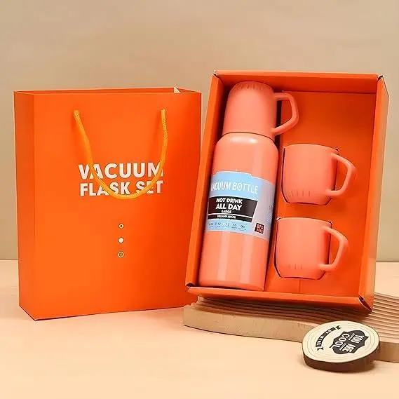 Picture of Travel Friendly Purple 3 in 1 Flask Set 500ml Stainless Steel Vacuum Bottle Leak-Proof Two Cups Office Home Picnic | MNK SHOP - Black