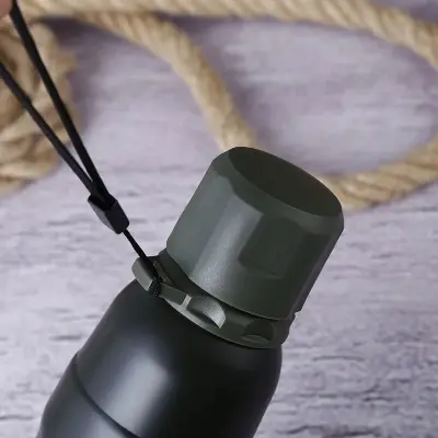 Picture of Premium Quality 500ml Vacuum Flask | Stainless Steel Hot & Cold Bottle | Soldier Series Leak-Proof Travel Flask for Outdoor Adventures | MNK SHOP - Black