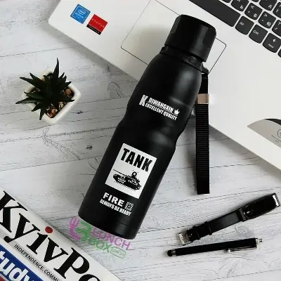 Picture of Stylish Soldier Thermos Flask 500ml Stainless Steel Vacuum Bottle for Hot and Cold Drinks Perfect for Travel Office or Fitness | MNK SHOP - Black