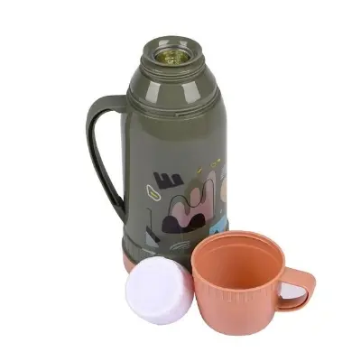 Picture of Printed Hot Cold Thermos Bottle One Cup Glass Inner Vacuum Flask Leak Proof Design Perfect for Travel Office Study | MNK SHOP - Multicolor