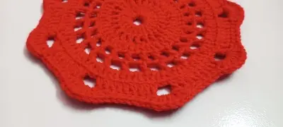 Picture of 04 Pcs Round Handmade Placemat Set – 100% Premium Cotton Crochet Dining Table Mats | MNK SHOP - Red