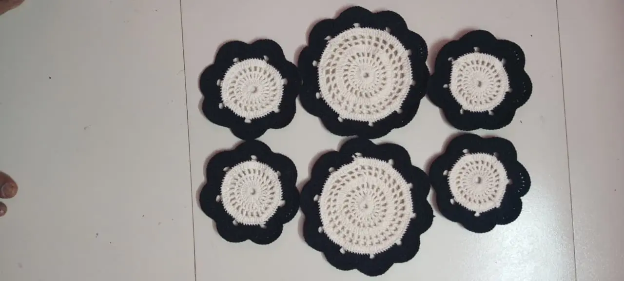 Picture of 06 Pcs Cotton Crochet Table Mat Set ✨ Handmade Round Placemat for Dining & Home Decor | MNK SHOP - …, Multicolor