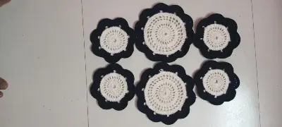 Picture of 06 Pcs Cotton Crochet Table Mat Set ✨ Handmade Round Placemat for Dining & Home Decor | MNK SHOP - …, Multicolor