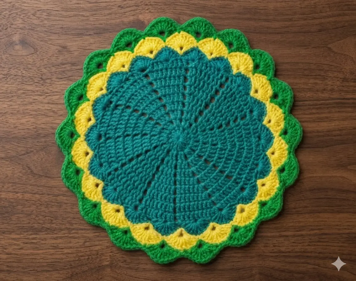 Picture of 04 Pcs Handmade Crochet Cotton Placemat Set | Premium Round Table Mat 10.5" & 9" | Elegant Dining Table Decor | MNK SHOP - …, Multicolor