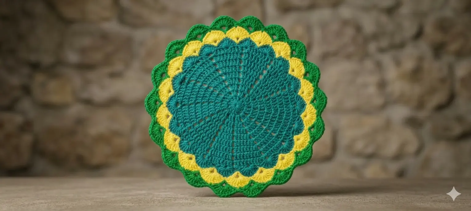 Picture of 04 Pcs Handmade Crochet Cotton Placemat Set | Premium Round Table Mat 10.5" & 9" | Elegant Dining Table Decor | MNK SHOP - …, Multicolor