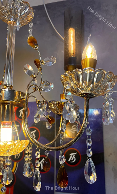 Picture of Luxury Crystal & Glass Chandelier -6 Point Bulb Inchuding ( Warm Color Tone)