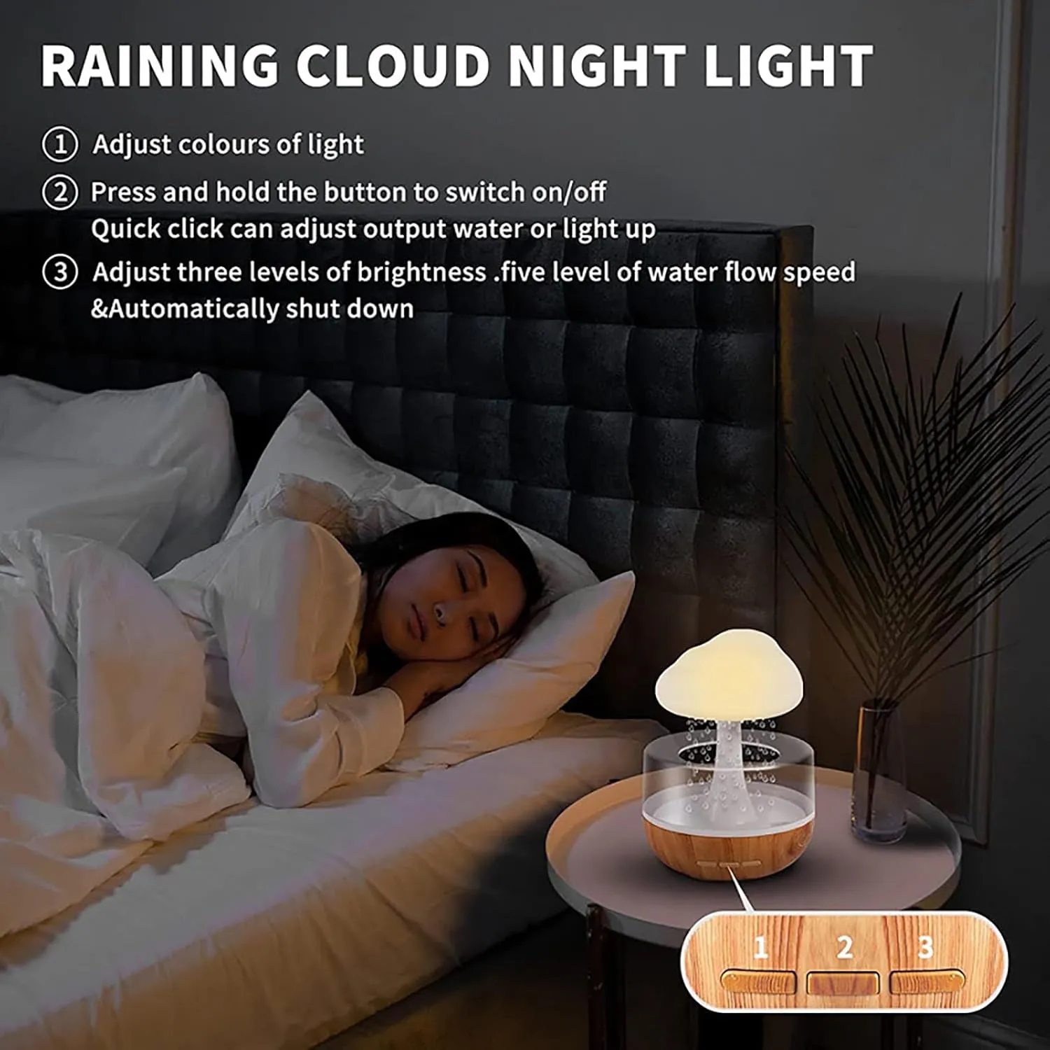 Picture of Mushroom Rainfall Relax Humidifier With 7 Color Change Manually