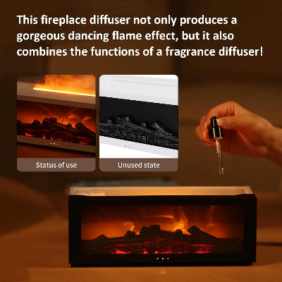 Picture of Flame Diffuser for Fireplace, 150ml Vintage Aromatherapy Fireplace Humidifier for Home Office Bedroom (Black)