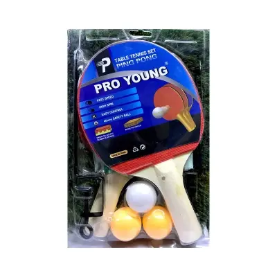 Picture of Pro Young Table Tennis Racket Set with 3 Balls Ping Pong Paddle for Match Training - Multicolor