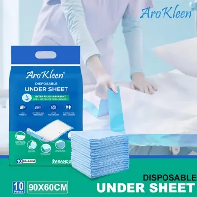 Picture of 90 X 60 CM Disposable Under Sheet Super Absorbent Polymer & Soft Surface | Skin Friendly | 5 Layered Leak Proof Technology- 100 % Water Proof & Non Slip | 10 Count- Large Size ( Pack of 1) - Large