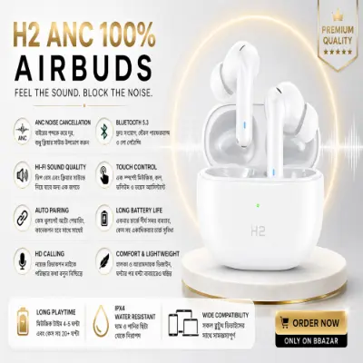 Picture of AirPods H2 100 Percent ANC Active Noise Cancelling Bluetooth Earbuds For All Phone