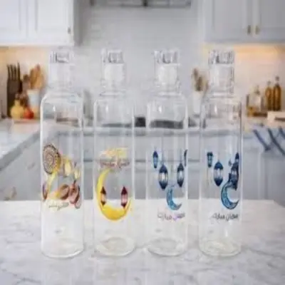 Picture of Glass water bottle with a Ramadan-themed design 1 Litre