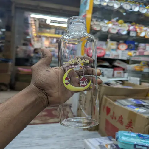 Picture of Glass water bottle with a Ramadan-themed design 1 Litre