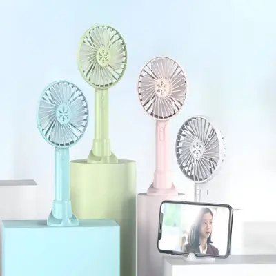Picture of 2-in-1 Portable USB Rechargeable Handheld Fan With Phone Stand