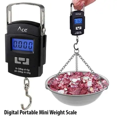 Picture of Digital Portable Weight Scale 50 Kg - Durable Metal Hook | MNK SHOP(Deep Black)