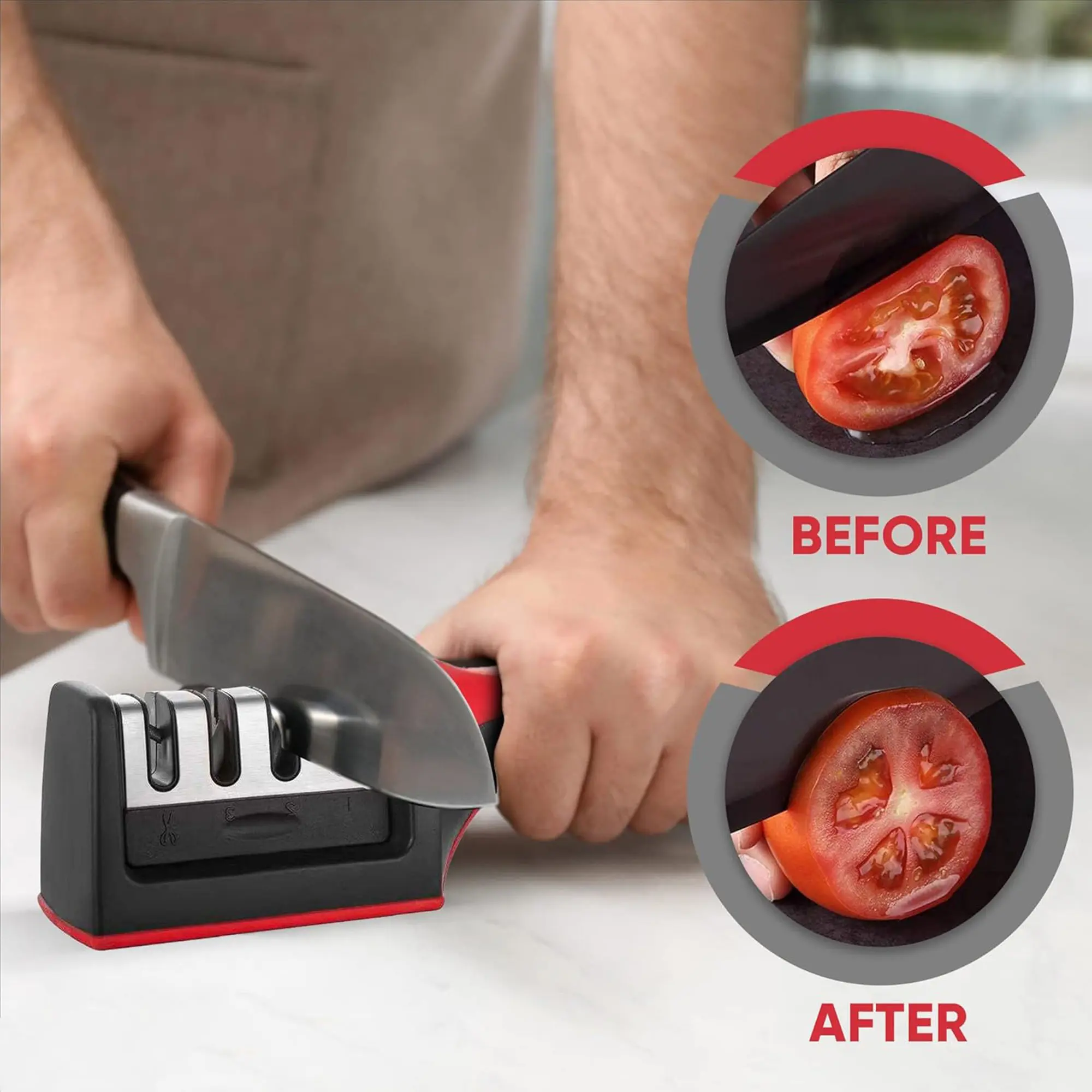 Picture of রান্নাঘরের ব্লেড ধার করার কার্যকরী যন্ত্র | MNK SHOP(Red)