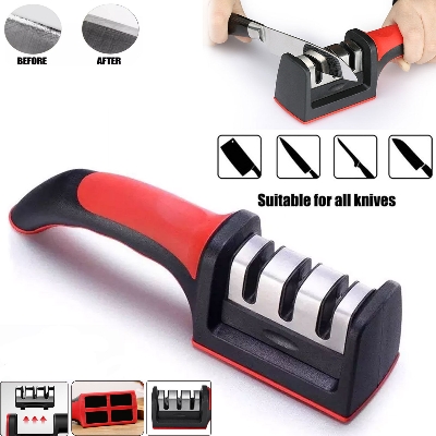 Picture of 4 in 1 Knife Sharpener Tool with Scissor Sharpening Slot for Home Use | MNK SHOP(Red)