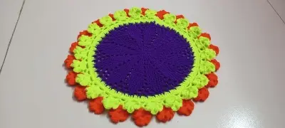 Picture of 10 Inch Handmade Cotton Crochet Round Placemat 🍽️ Table Doily | Dining & Tea Table Decor | Elegant Design | MNK SHOP(Multicolor)