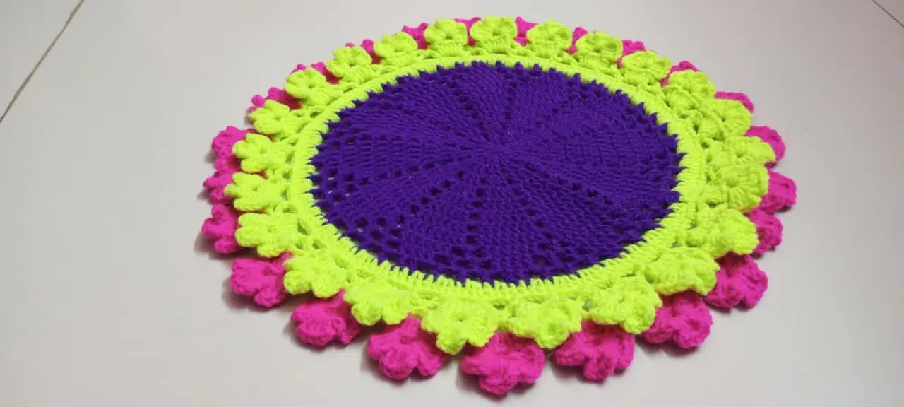 Picture of 10 Inch Handmade Cotton Crochet Round Placemat 🍽️ Table Doily | Dining & Tea Table Decor | Elegant Design | MNK SHOP(Multicolor)