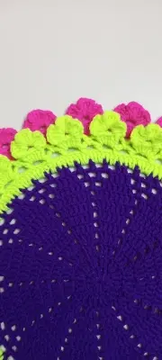 Picture of Handmade Crochet Summer Yarn Doily 12 Inch 🍽️ 100% Cotton Round Placemat | Dining Table Plate Mat | Cute Design | MNK SHOP(Multicolor)