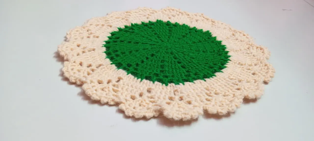 Picture of 04 Pcs Handmade Crochet Placemat Set 🍽️ 100% Premium Cotton Round Table Mat | 10.5” + 8.5” Elegant Dining Decor | MNK SHOP(Multicolor)