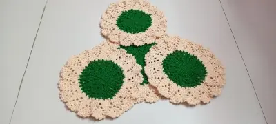 Picture of 04 Pcs Handmade Crochet Placemat Set 🍽️ 100% Premium Cotton Round Table Mat | 10.5” + 8.5” Elegant Dining Decor | MNK SHOP(Multicolor)