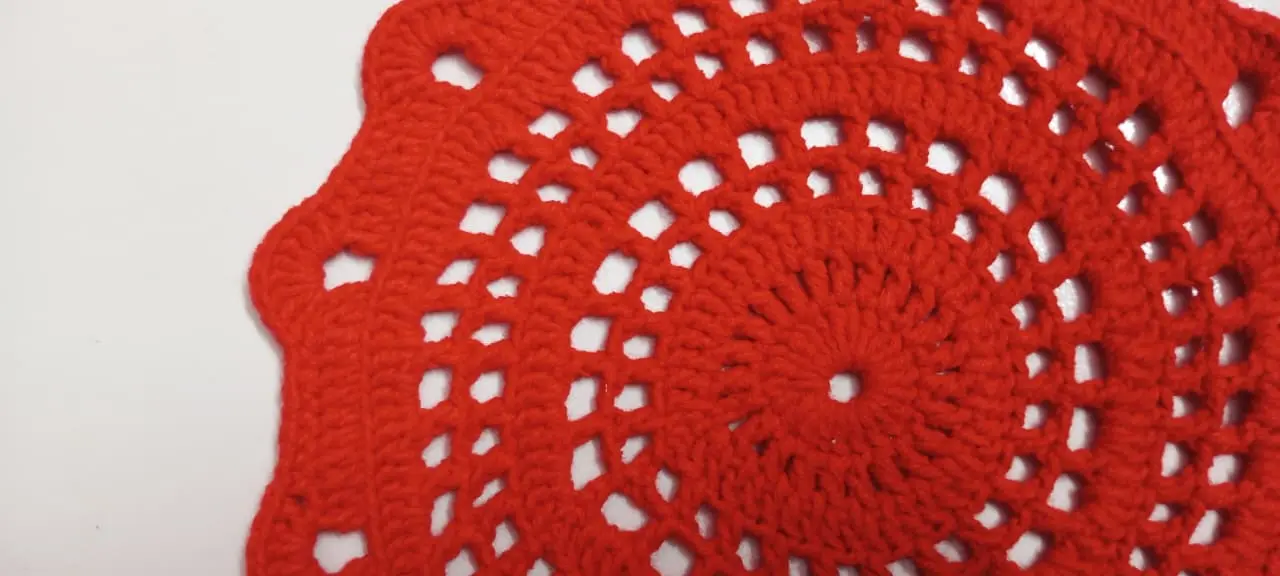 Picture of 04 Pcs Round Handmade Placemat Set – 100% Premium Cotton Crochet Dining Table Mats | MNK SHOP(Red)