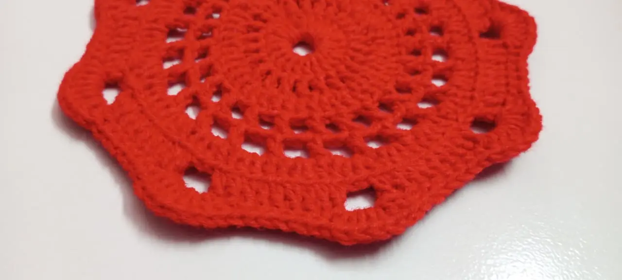 Picture of 04 Pcs Round Handmade Placemat Set – 100% Premium Cotton Crochet Dining Table Mats | MNK SHOP(Red)