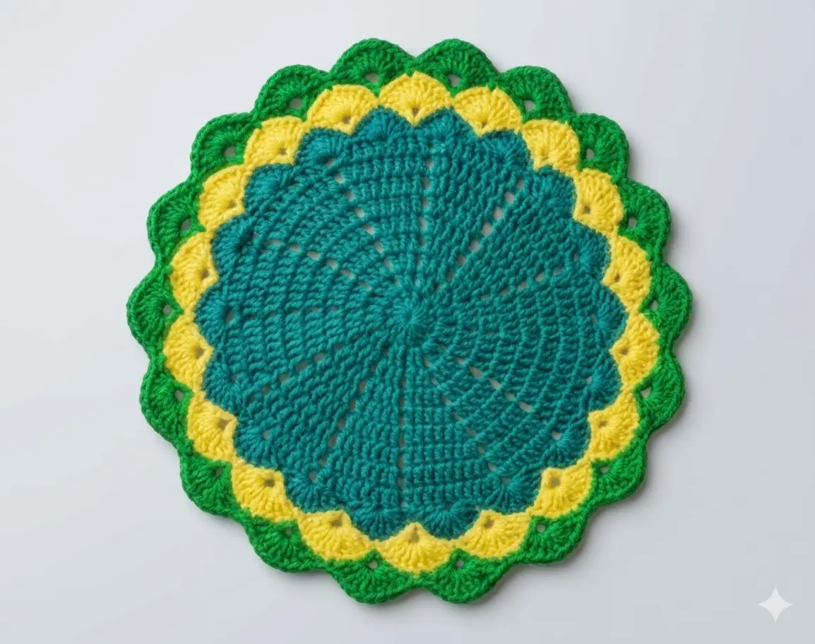 Picture of 04 Pcs Handmade Crochet Cotton Placemat Set | Premium Round Table Mat 10.5" & 9" | Elegant Dining Table Decor | MNK SHOP(Multicolor)
