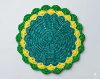 Picture of 04 Pcs Handmade Crochet Cotton Placemat Set | Premium Round Table Mat 10.5" & 9" | Elegant Dining Table Decor | MNK SHOP(Multicolor)