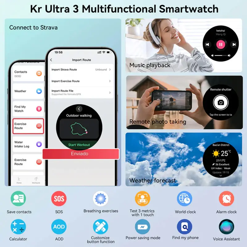 Picture of Kieslect KR Ultra 3 Bluetooth Calling Smart Watch-White White