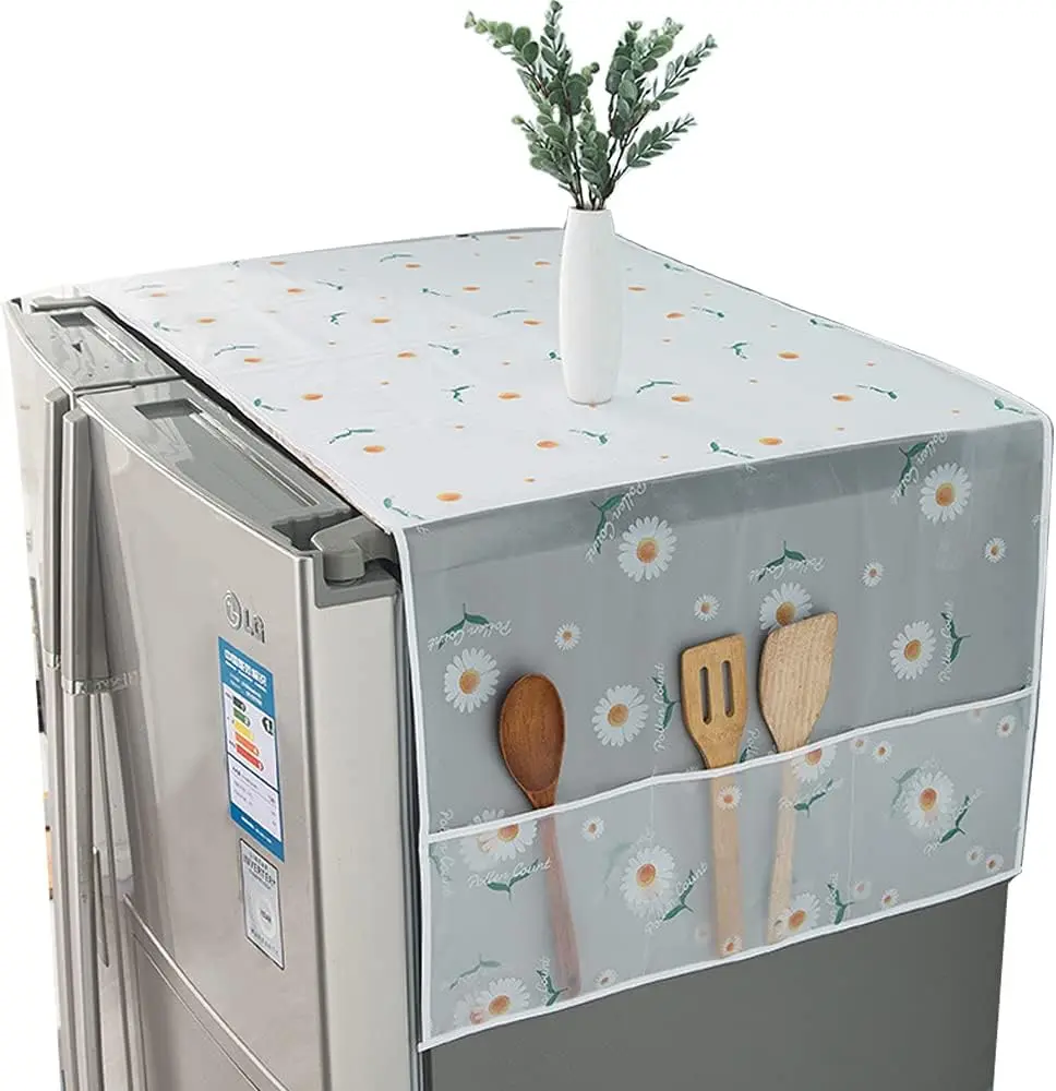Picture of 1PCS Dust Cover Refrigerator Cover with Pocket Double Sided Storage Hanging Bags Household Non-Woven Cloth Fridge Cover