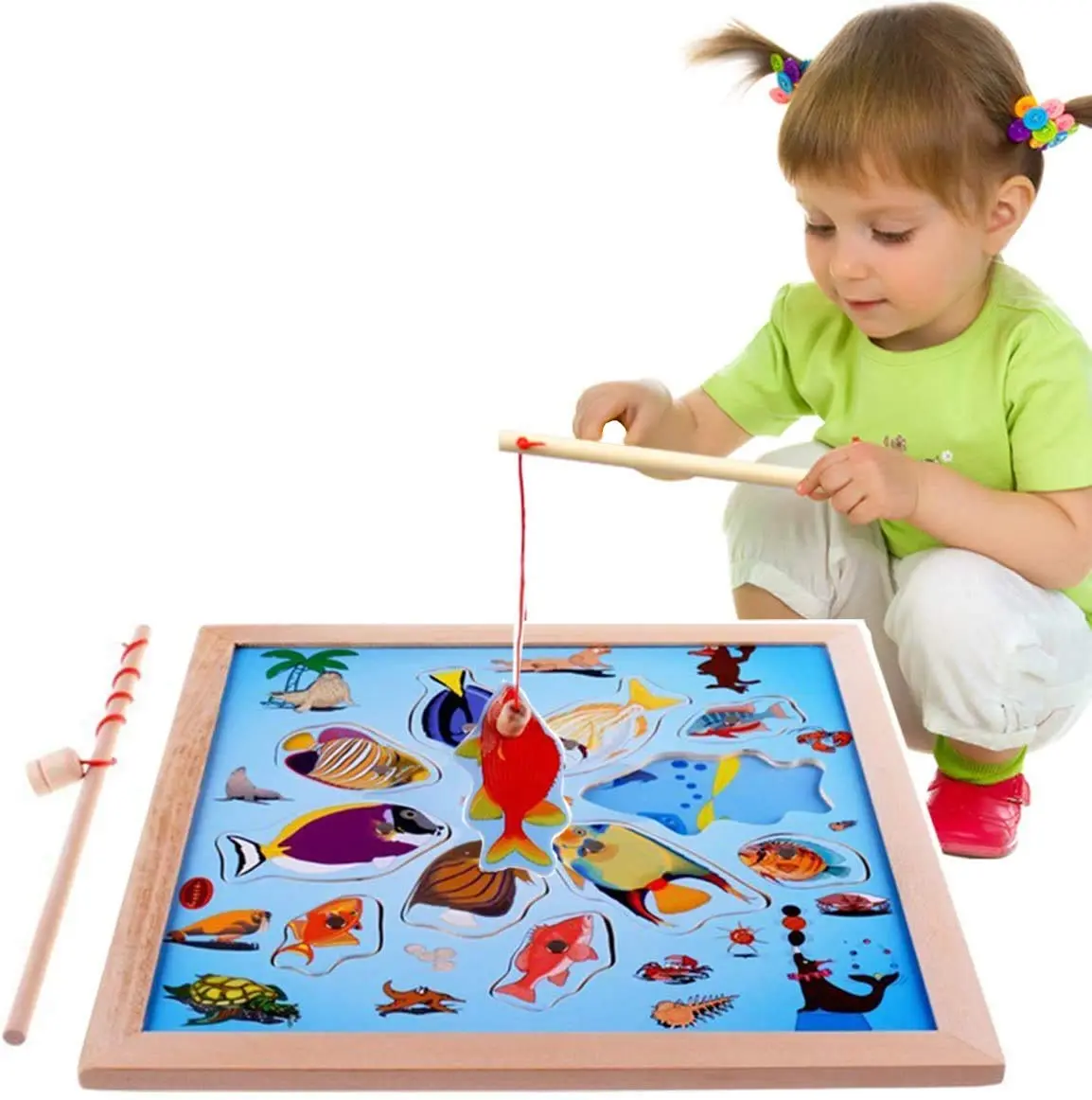 Picture of Premium Quality - Wooden Magnetic Games Fishing Toys Game Catch Worm Educational For Children Gifts Puzzle Toys - Trend and Need full