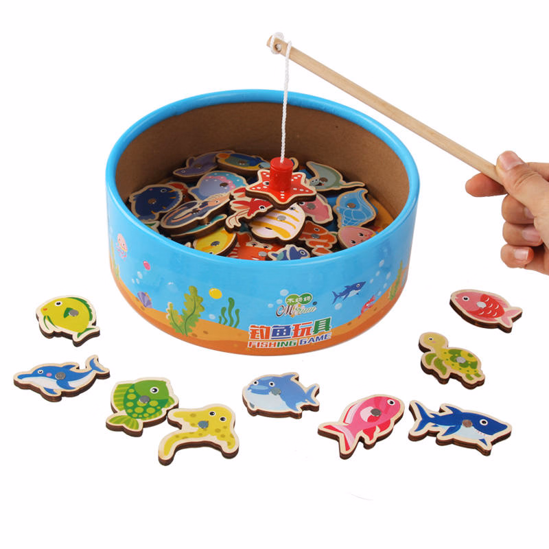 Picture of Wooden Magnetic 32 pcs  Fishing Game for kids