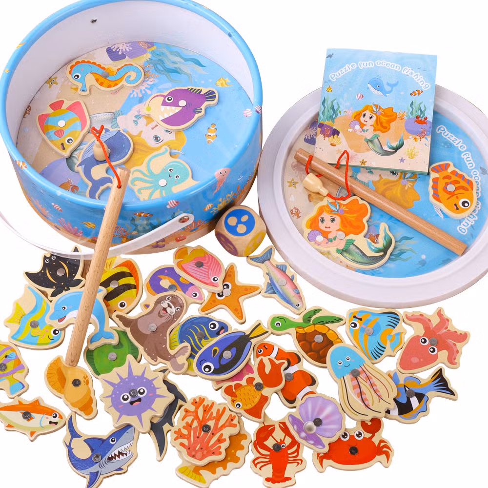 Picture of Wooden Magnetic 32 pcs  Fishing Game for kids