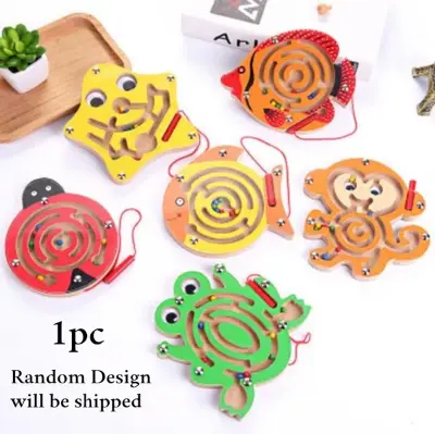 Picture of Baby Montessori Educational  Magnetic Track Maze Balance Board Wooden Puzzle Game Labyrinth Baby Toys (DESING RANDOM)