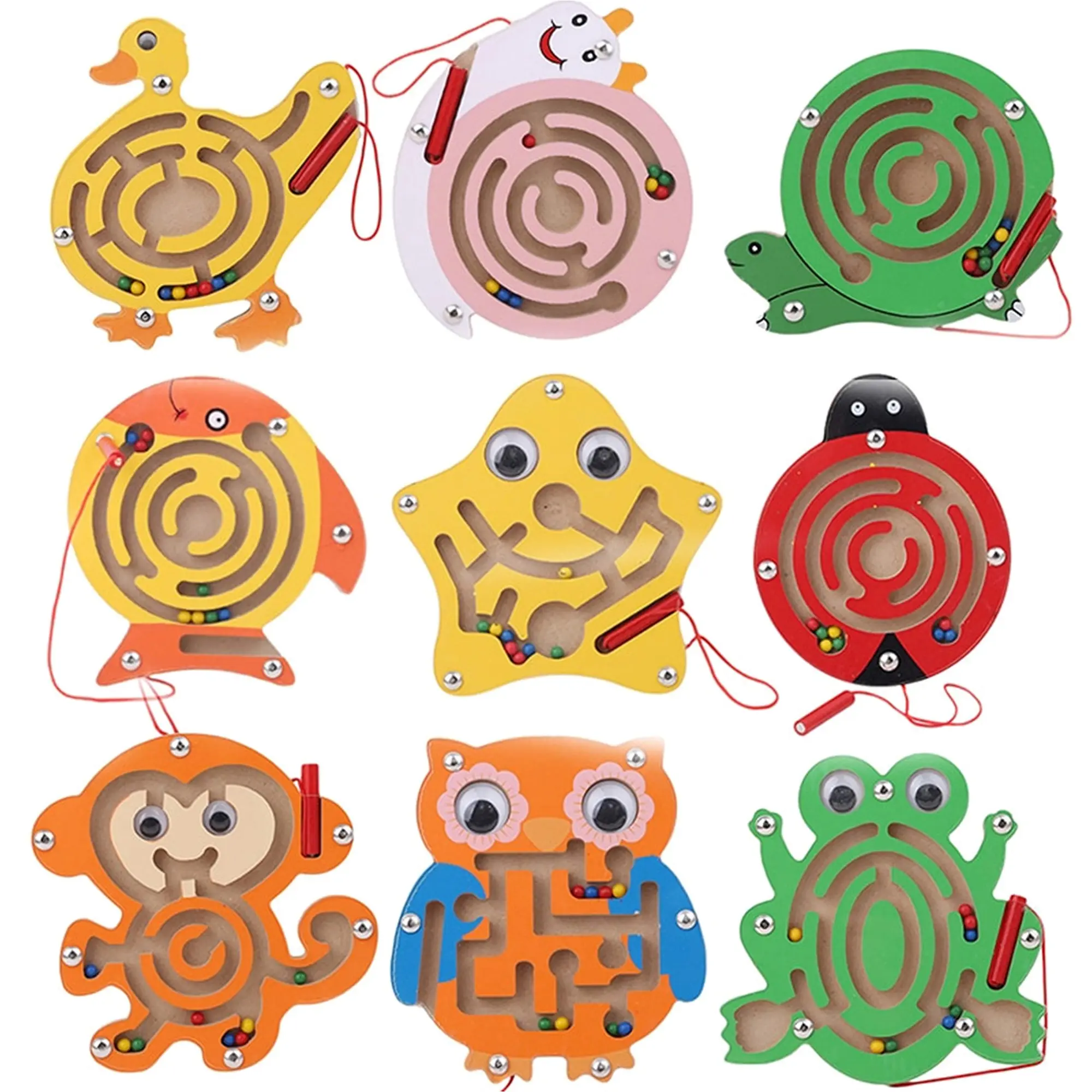 Picture of Baby Montessori Educational  Magnetic Track Maze Balance Board Wooden Puzzle Game Labyrinth Baby Toys (DESING RANDOM)